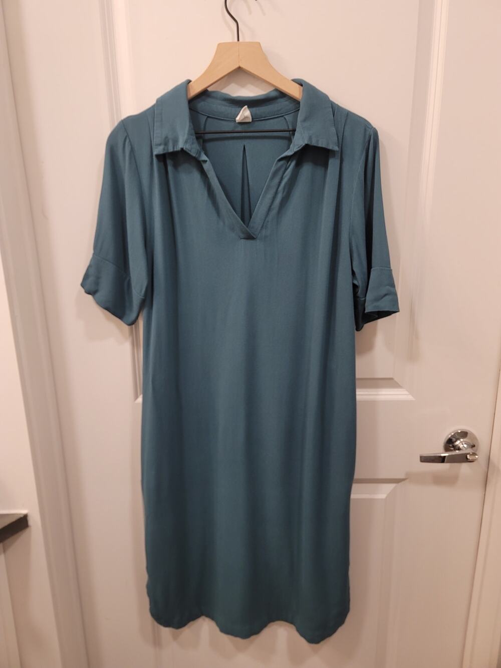Melrose and Market Teal Midi Shirt Dress with Pockets